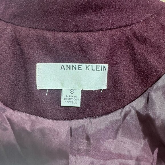 Anne Klein Double Breasted Wool Blend Coat Plum Womens Size Small - Picture 6 of 10